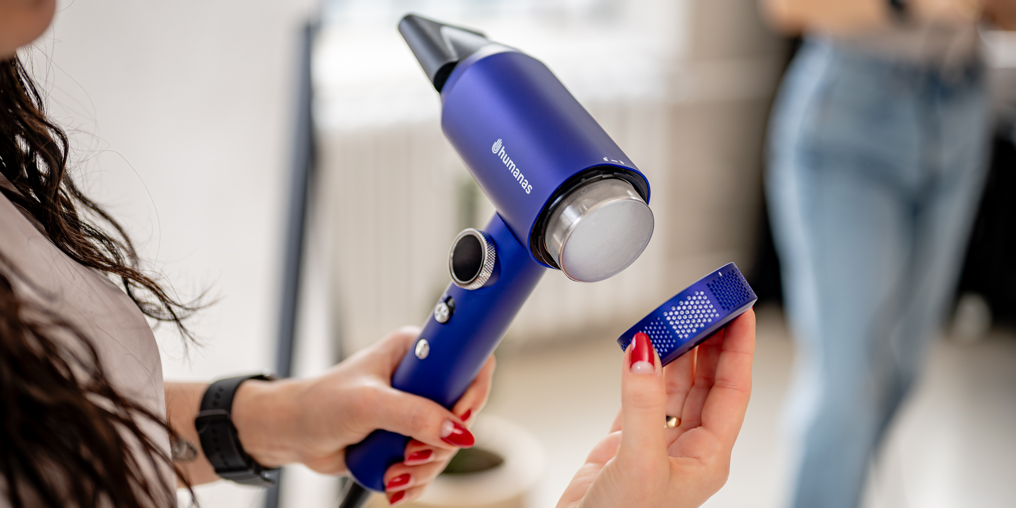 Suszarka do włosów z funkcją jonizowania Humanas AirTouch HD-SmartHeat - fioletowa